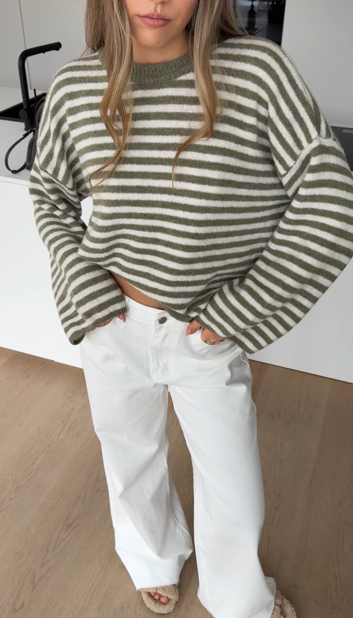SOFT STRIPED PULLOVER SAGE