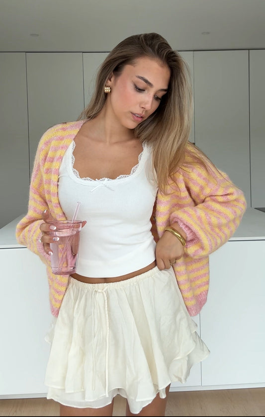 STRIPED COLOR CARDIGAN PEACH