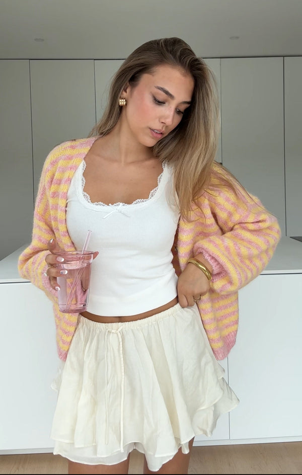 Striped Color Cardigan Peach