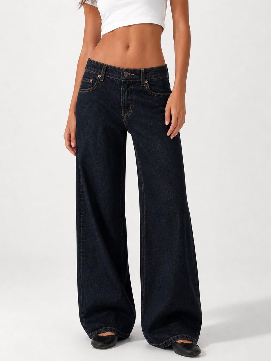 Low Waist Wide Leg –  Dark Blue