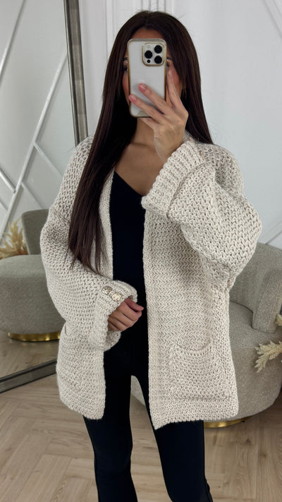 Chunky Knit Cardigan with Gold Buttons