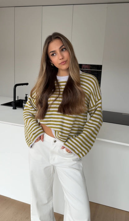 SOFT STRIPED PULLOVER LAVENDER MATCHA