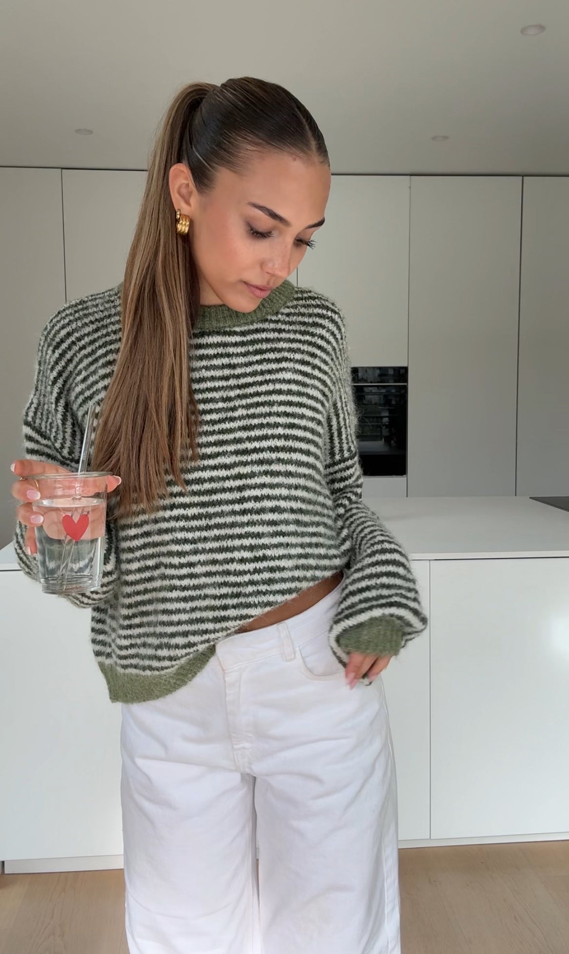 STRIPED PULLOVER SAGE