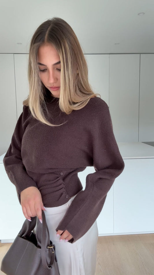 BUTTON PULLOVER CHOCOLATE