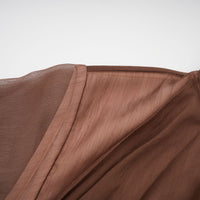 Jade Brown Ruched Tulle Mini Dress