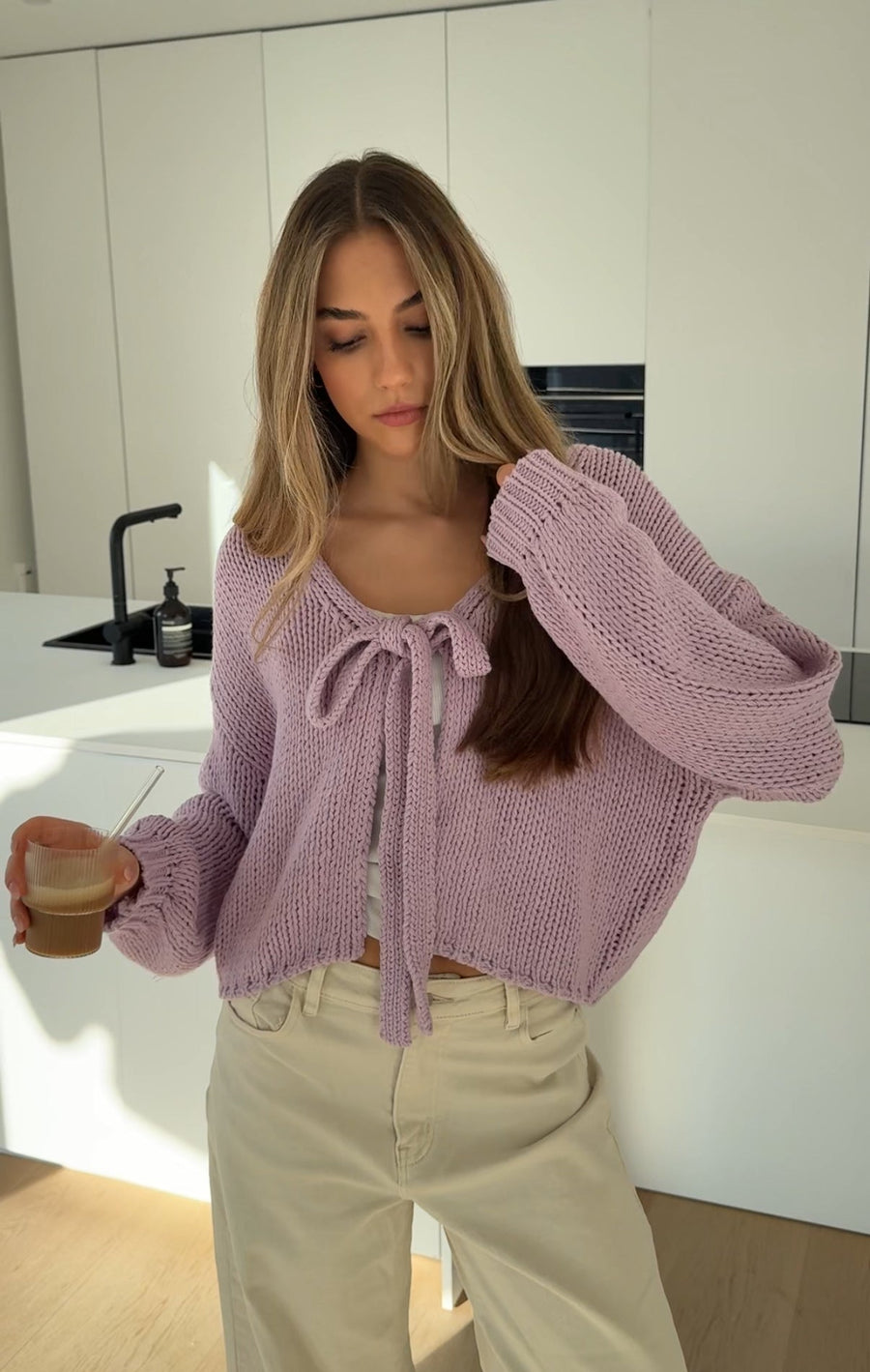 Cutie Bow Cardigan Lavender