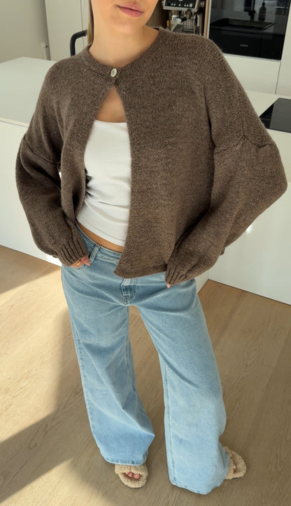 BUTTON CARDIGAN TAUPE