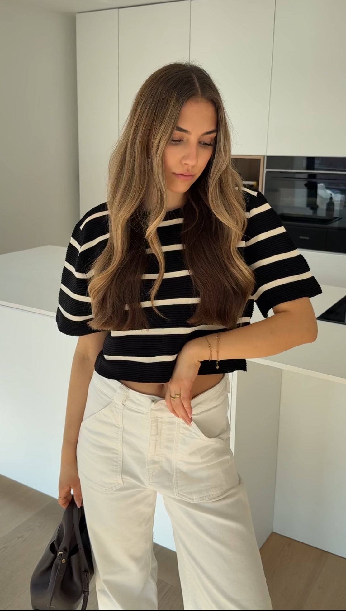 STRIPED T-SHIRT BLACK