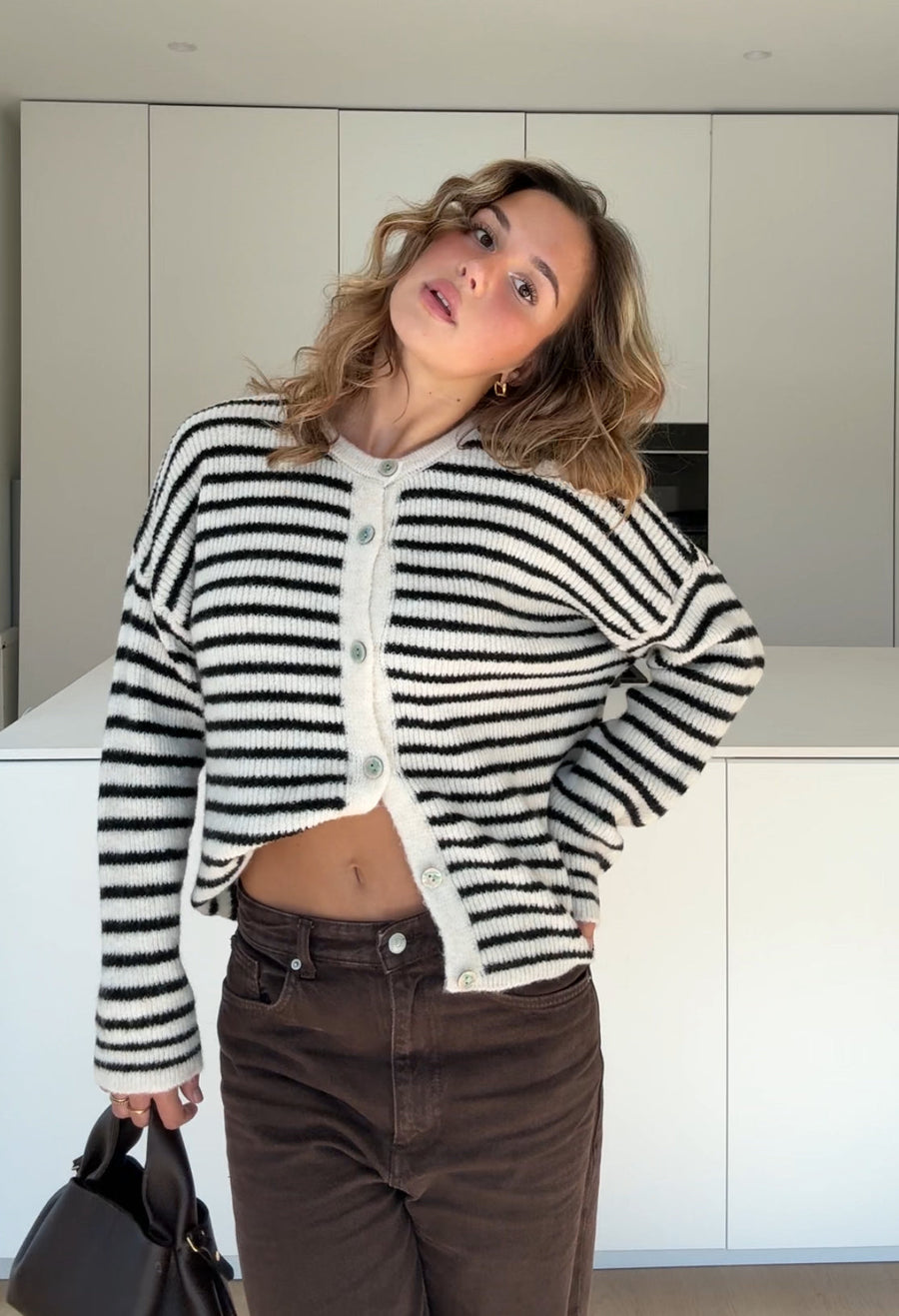 Striped Cardigan Vanilla Black