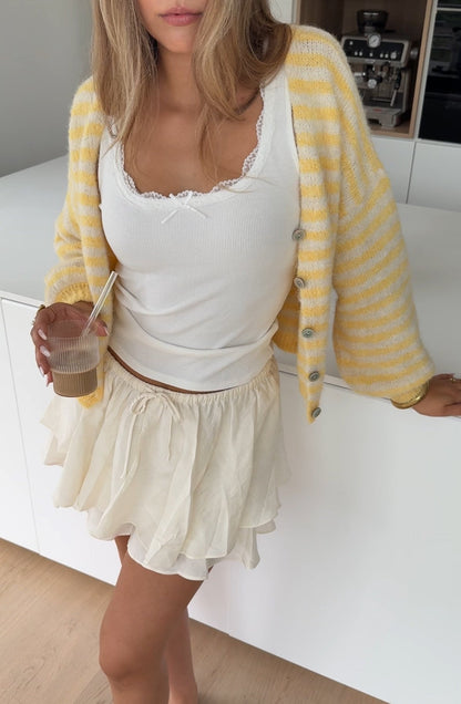 STRIPED COLOR CARDIGAN BUTTER YELLOW