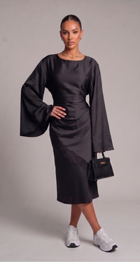 Tunika aus Satin mit Spitze