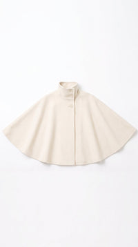 Cape-Mantel mit Gürtel - Creme
