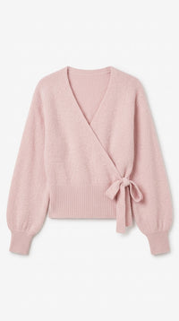Wickelbluse mit Ballonärmeln - Rosa