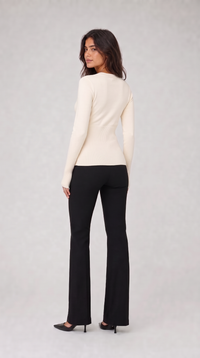 Cropped Strickjacke - Creme