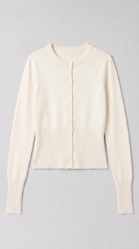 Cropped Strickjacke - Creme