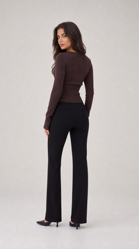 Cropped Strickjacke - Braun