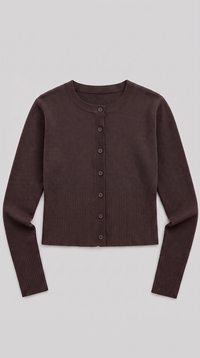 Cropped Strickjacke - Braun