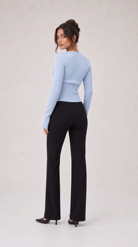 Cropped Strickjacke - Babyblau