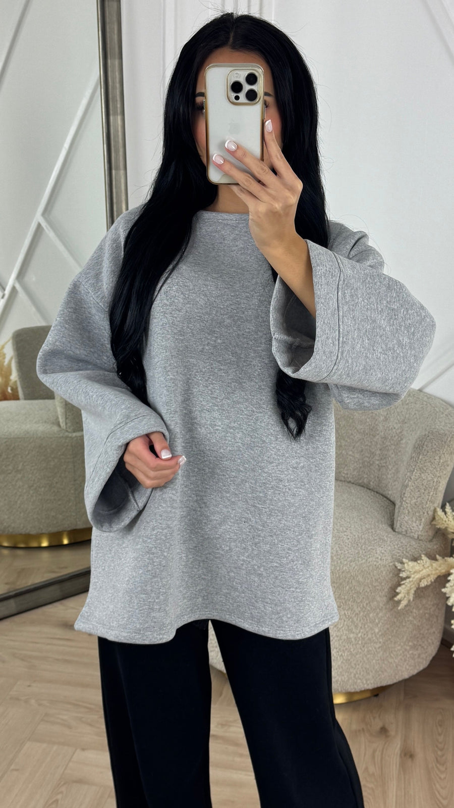 Oversized Cotton Sweater mit weiten Ärmeln